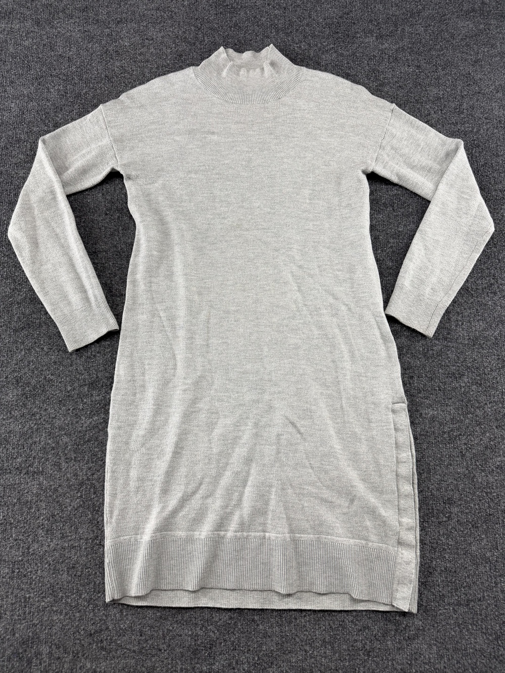 Banana Republic Sweater Dress Womens XS Gray Mock Neck Long Sleeve Side Slit